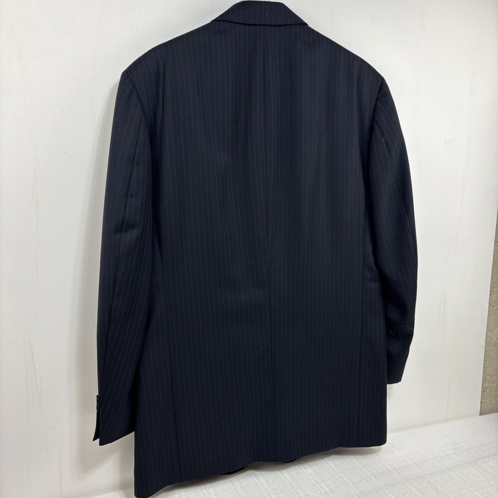 Oscar De La Renta Cashmere Wool Blend Navy‎ Pinstripe Blazer Suit Jacket 42L EUC - Picture 13 of 13